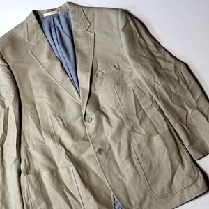 Marks & Spencer Blazer Mens 44 M Dark Sand Linen Blend Jacket Lightweight M&S